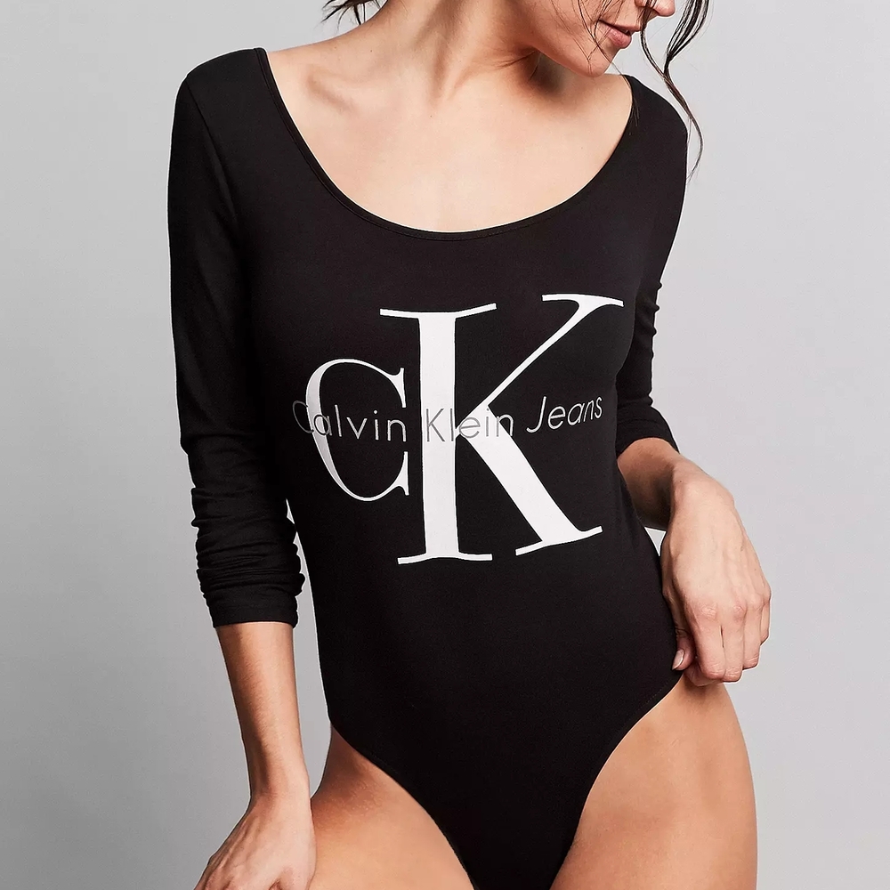 Calvin Klein Long Sleeve Black Bodysuit NWT
